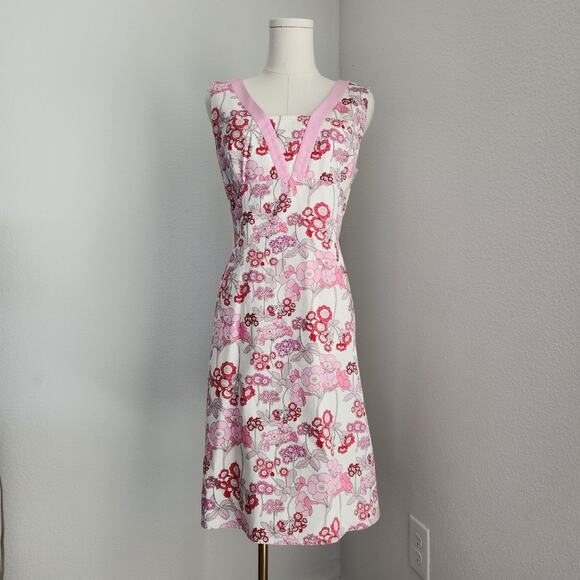 American Vintage Dresses & Skirts - Vintage Kay Unger New York White & Pink Floral A Line Dress 10